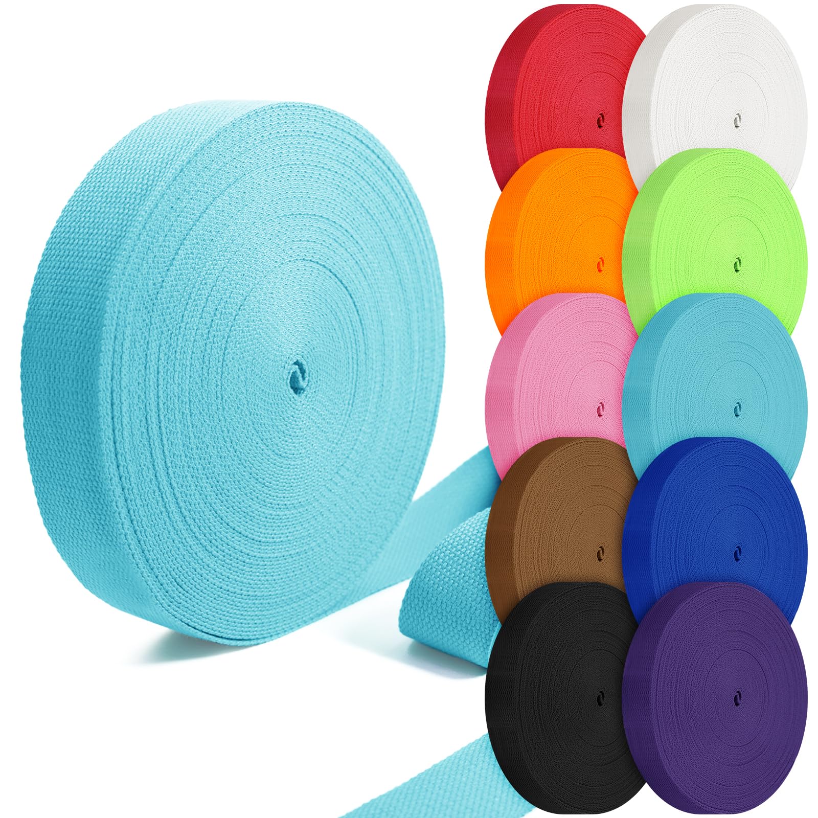 Cotton Webbing 1 inch 1.5 inch 2 inch Webbing Tote Strap Canvas Straps for Bags, 10 25 50 3.3 Yards Cotton Polyester Webbing