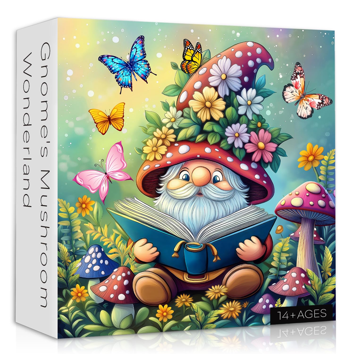 Śmieszne puzzle krasnale dla dorosłych, 1000 sztuk, natura, grzyb, motyl, ogród, tematyka, uroczy wiosenny krasnal kwiat, wyzwanie