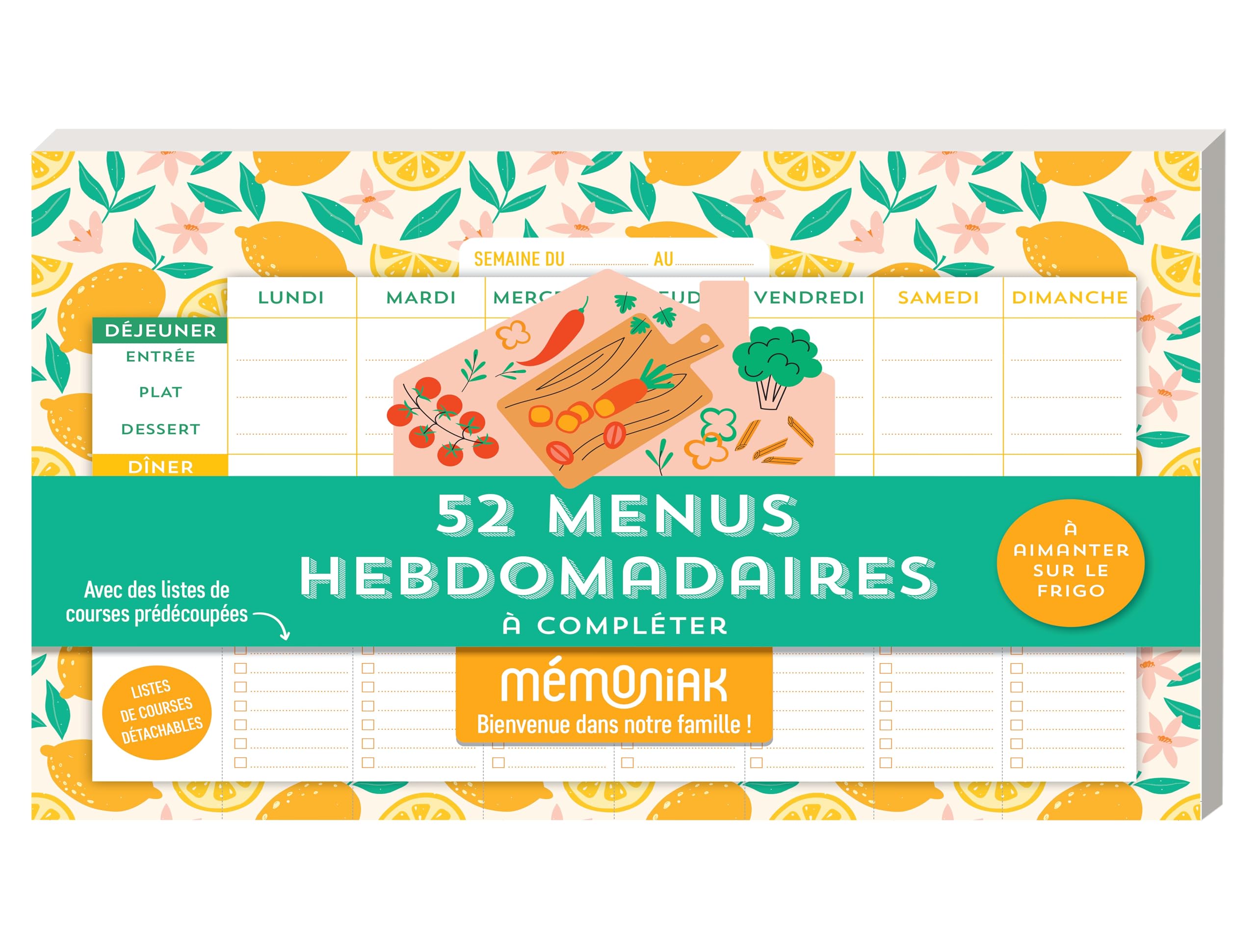 Bloc aimanté de 52 menus hebdomadaires à compléter Mémoniak