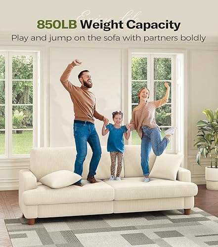 Miniatura 2 de Sofá de 87 pulgadas de terciopelo, Kidirect sin necesidad de herramientas para montaje, cómodos sofás para sala de estar con asientos 21 pulgadas