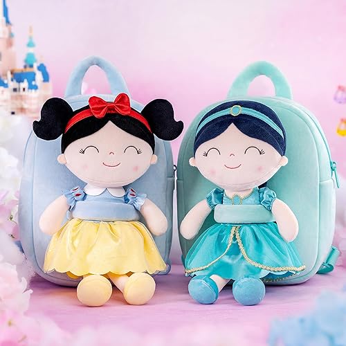 Miniatura 6 de Gloveleya Mochila para niñas y niños, mochilas suaves para niñas, juguetes de felpa para bebés, regalos con felpa de princesa Jasmins, muñeca Aqua