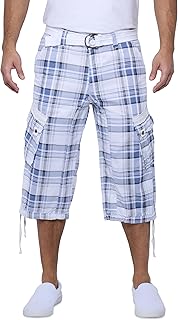 X RAY Men's Belted Long Cargo Shorts for Men, Below Knee Length Mens Cargo