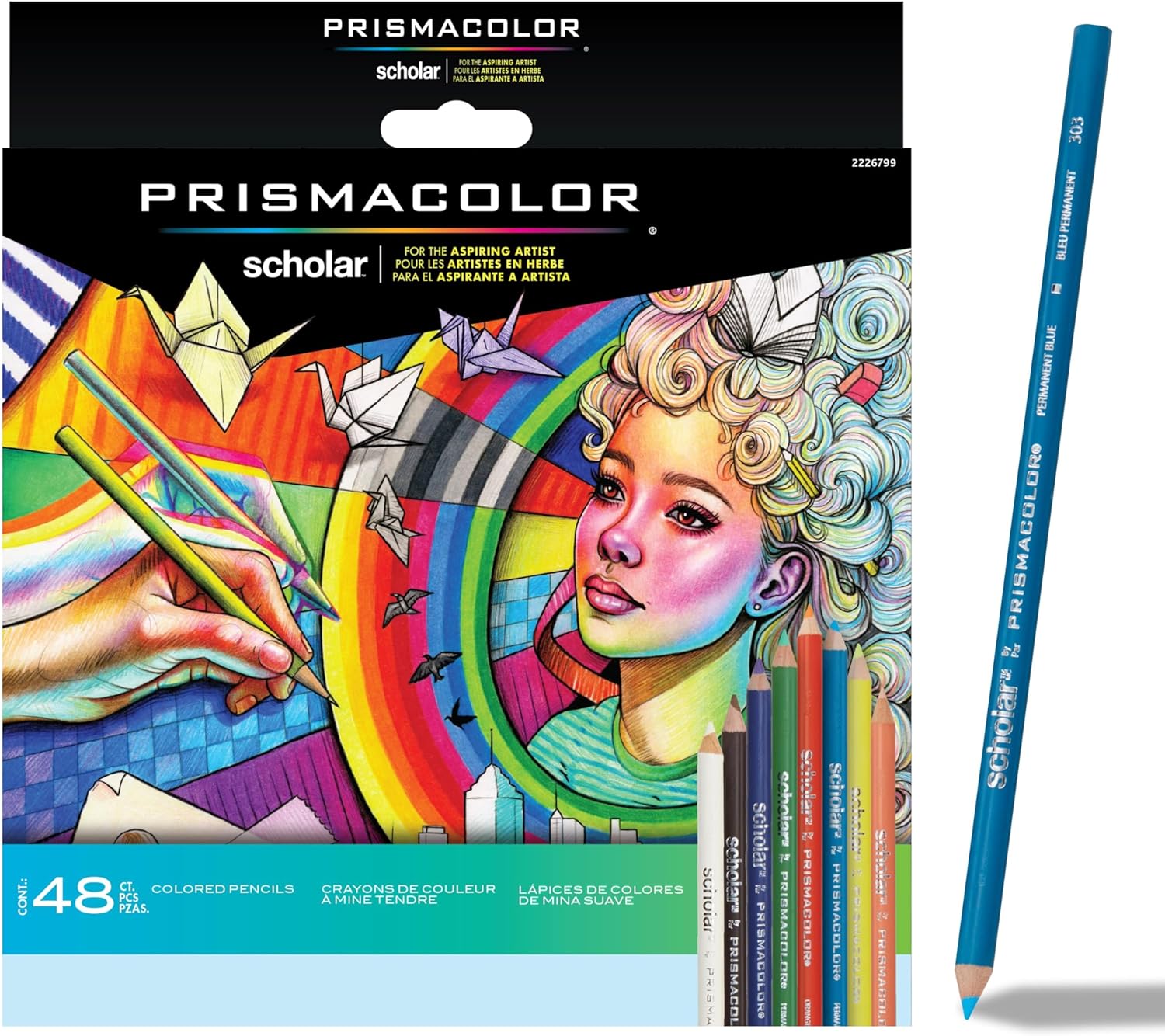Prismacolor Scholar Colored Pencils, Art Supplies Perfect for Sketching, Drawing, Coloring, Assorted, 48 Count