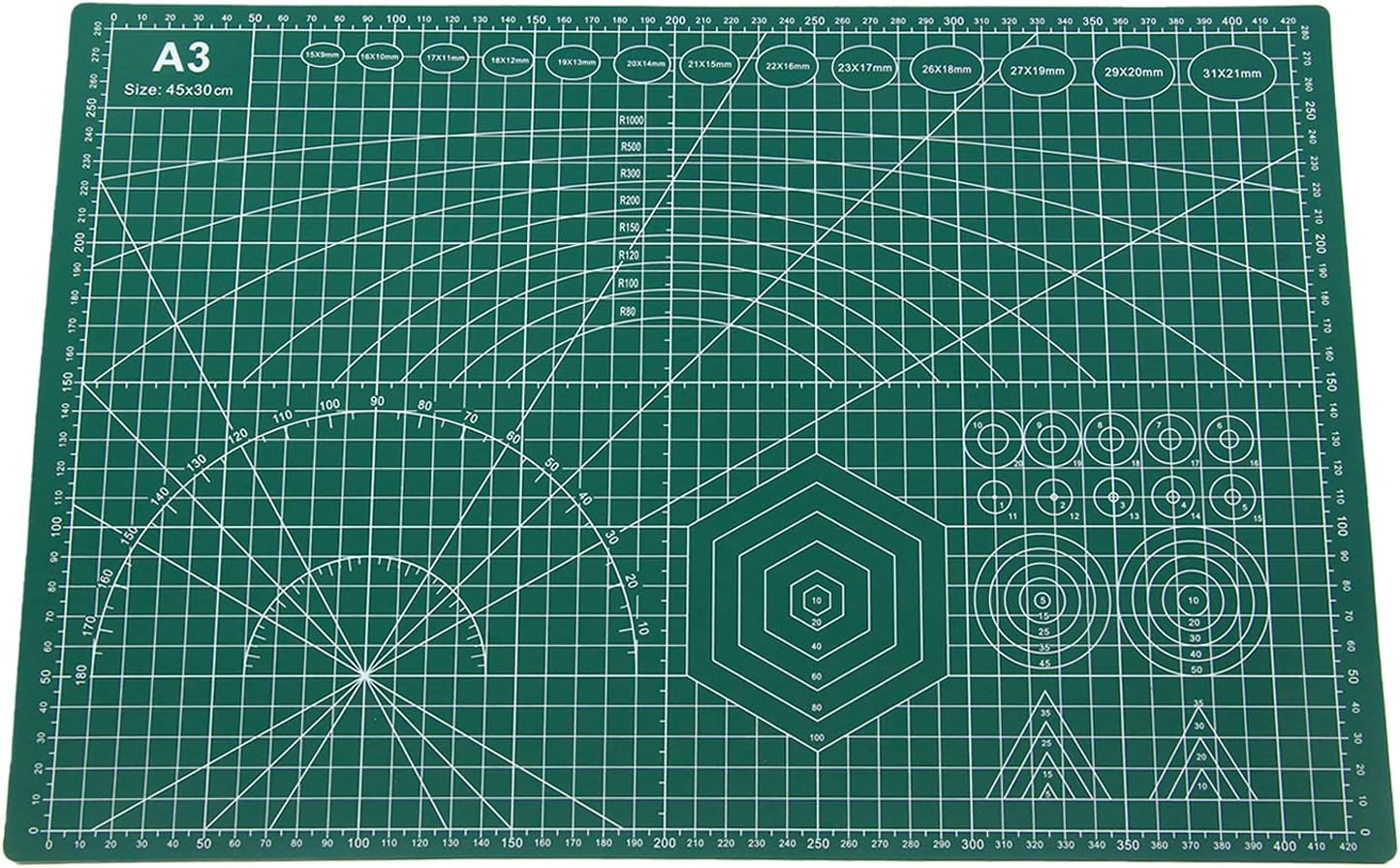 BOROLA A3 Double-Sided Self-Healing Board Cutting Pad 17 Inches x 11 Inches Compatible For DIY School Manual Projects, Sewing, Quilting, Model Making(Green)