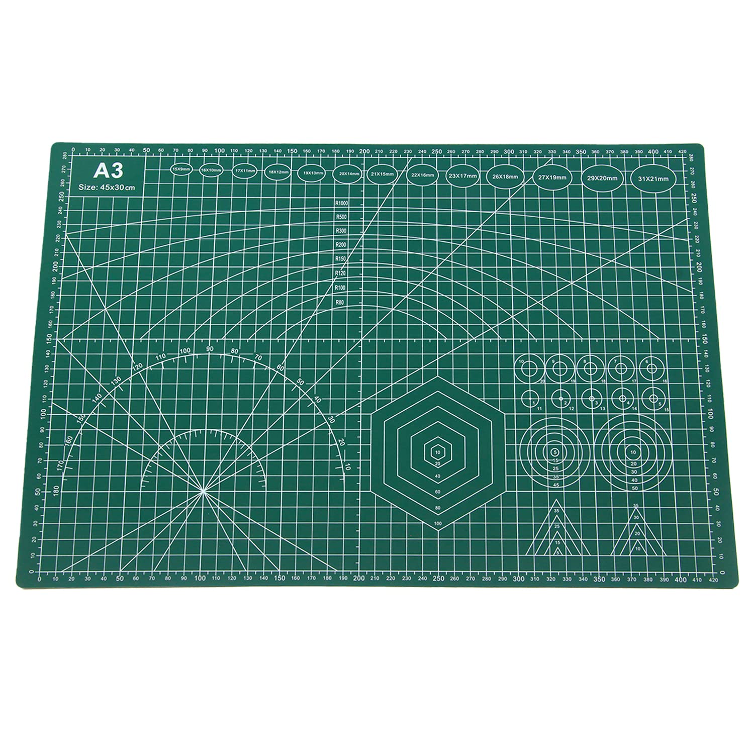 BOROLA A3 Double-Sided Self-Healing Board Cutting Pad 17 Inches x 11 Inches Compatible For DIY School Manual Projects, Sewing, Quilting, Model Making(Green)