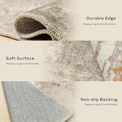 Miniatura 121 de Ashler - Alfombras bohemias vintage de 5 x 8 pies para sala de estar, lavables a máquina con parte trasera antideslizante, alfombra para interiores