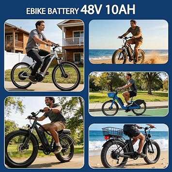 36 V 48 V 52 V 10 Ah 15 Ah 20 Ah B attery Pack,Up to 1500 Cycles,5 PIN Base(48V10AH)
