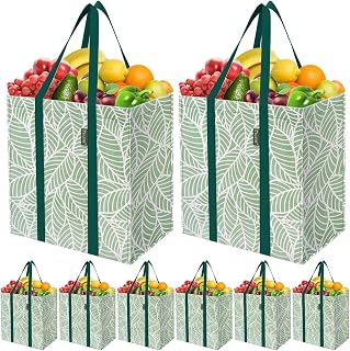 BALEINE 食料品バッグ 再利用可能 ショッピングバッグ 底補強付き 高耐久 折りたたみ式トートバッグ