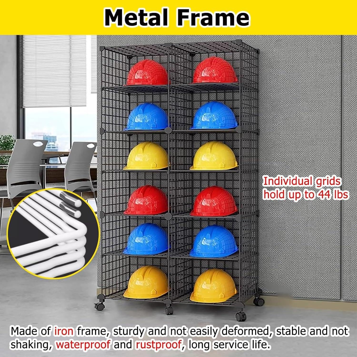 Espositore per casco, organizer impilabile per cappelli rigidi, scaffale regolabile per negozi al dettaglio e attrezzature di sicurezza per officina