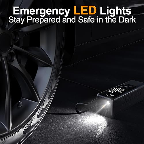 Miniatura 5 de GUWEZ Inflador de neumáticos, bomba de compresor de aire portátil para neumáticos de automóvil, 2 bombas de aire inteligentes rápidas, inflador