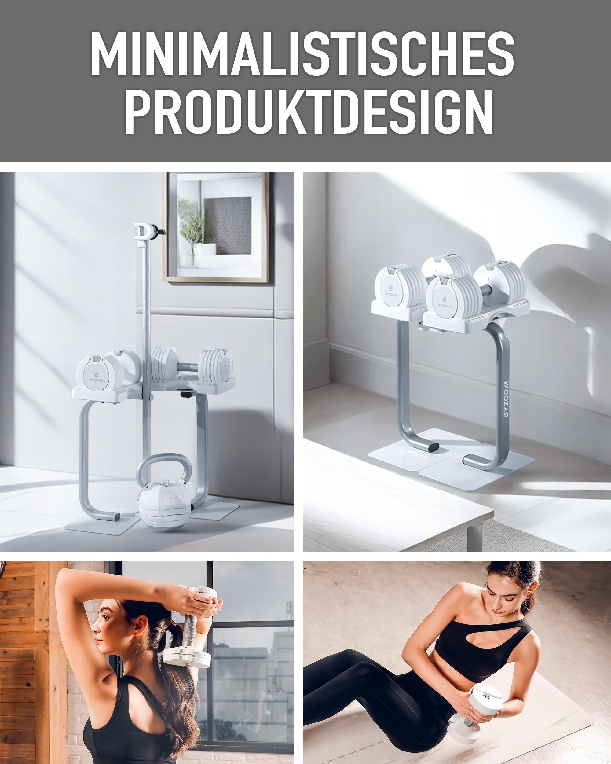 BYZOOM FITNESS Adjustable Dumbbell Single Piece, Verstellbare Hanteln 10 KG Einzeleinheit Ideale verstellbare Hanteln für zuhause, Krafttraining und Ganzkörpertraining 5-in-1 für Anfänger