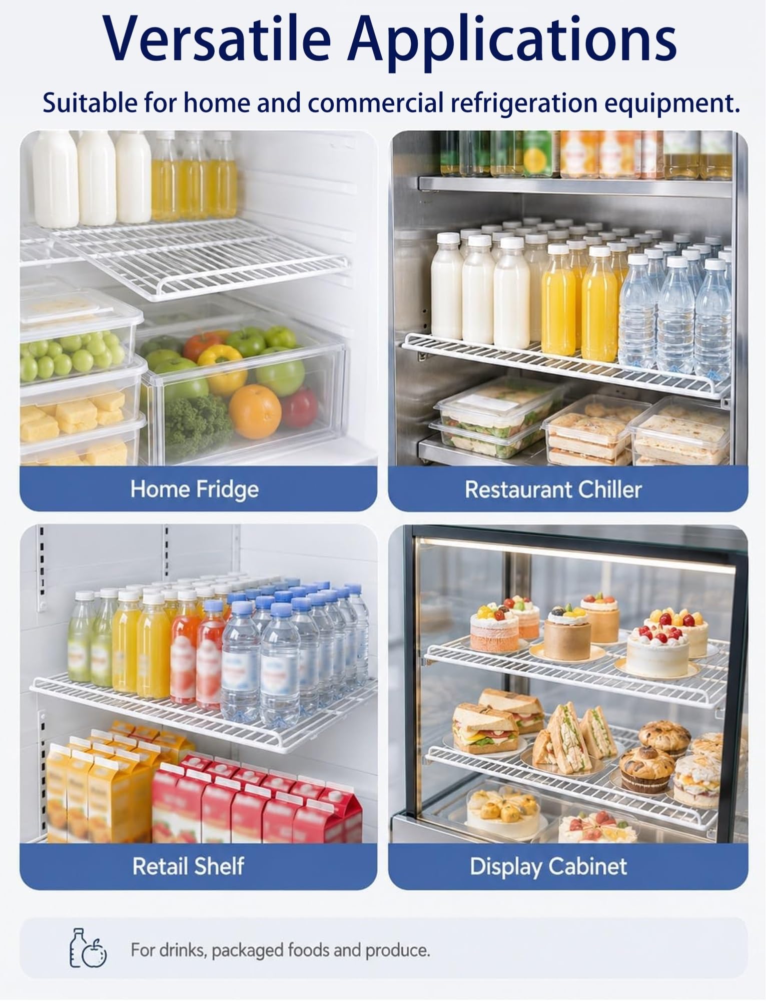 Griglia Frigorifero, Ripiano in Metallo for Frigo e Congelatore | Griglia Congelatore in Acciaio, Ripiano for Vetrina Refrigerata, Frigorifero e Banchi Frigo(60x55cm/23.6x21.7in)