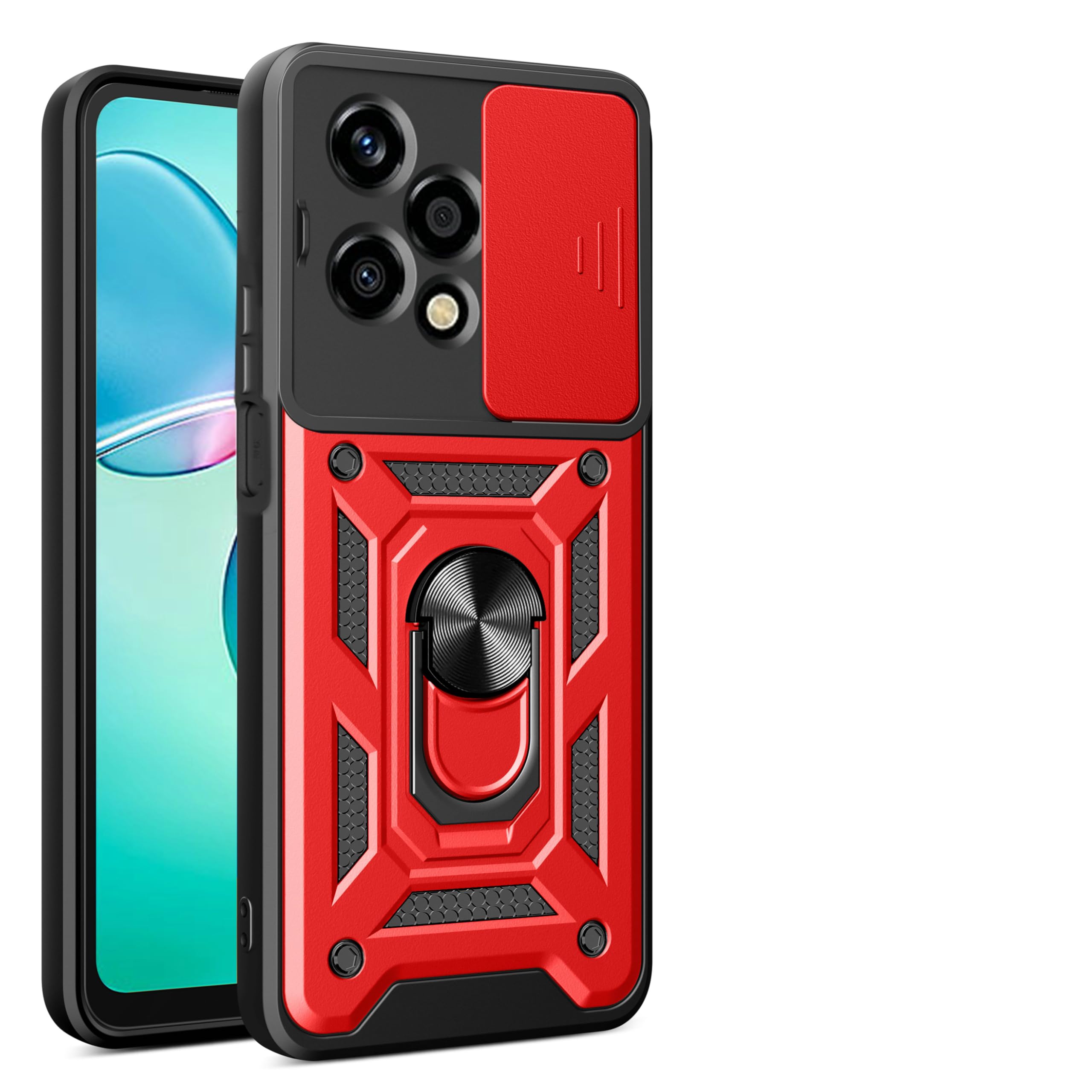 Kukoufey Compatible with Honor 200 Lite Case Cover,with Slide Camera Lens Cover Compatible with Honor 200 Lite 5G Case Red