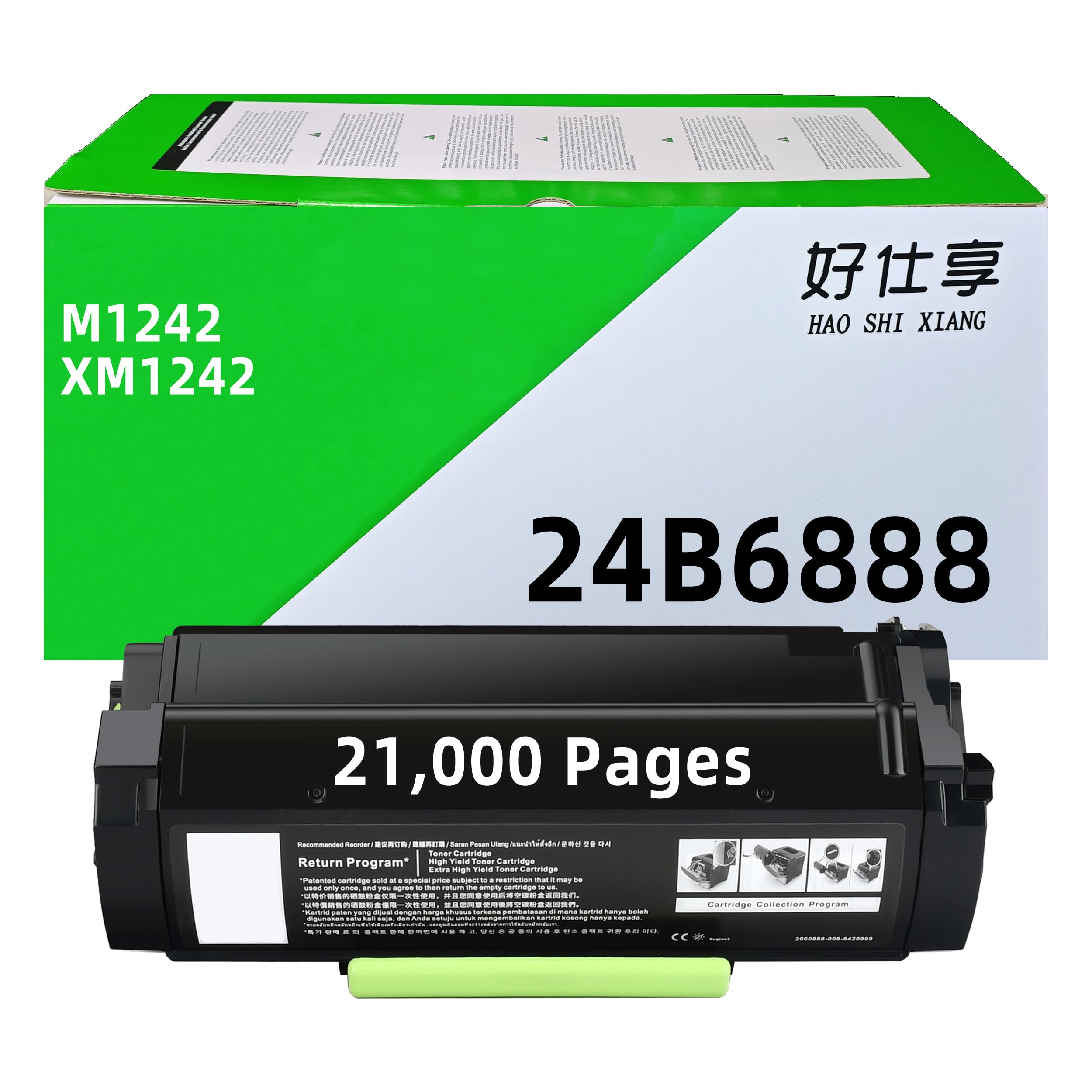 24B6888 - Cartuccia toner di ricambio per stampante laser Lexmark M1242 XM1242, 21.000 pagine, 1 pezzo, colore: Nero