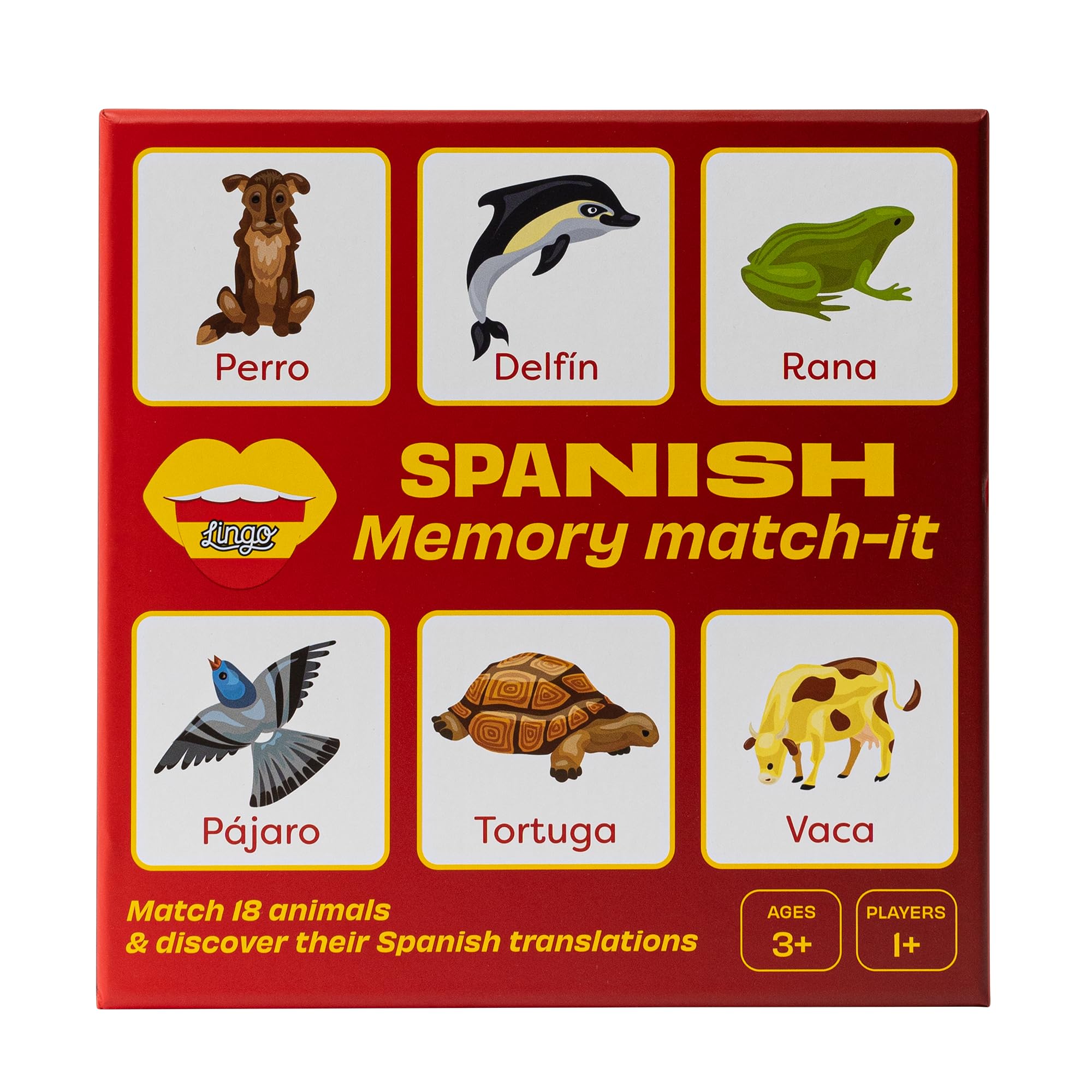Spanish Memory Match-It | Matching Memory Card Game by Lingo | Spanish Language Educational Flash Cards | Fun Vocabulary Builder