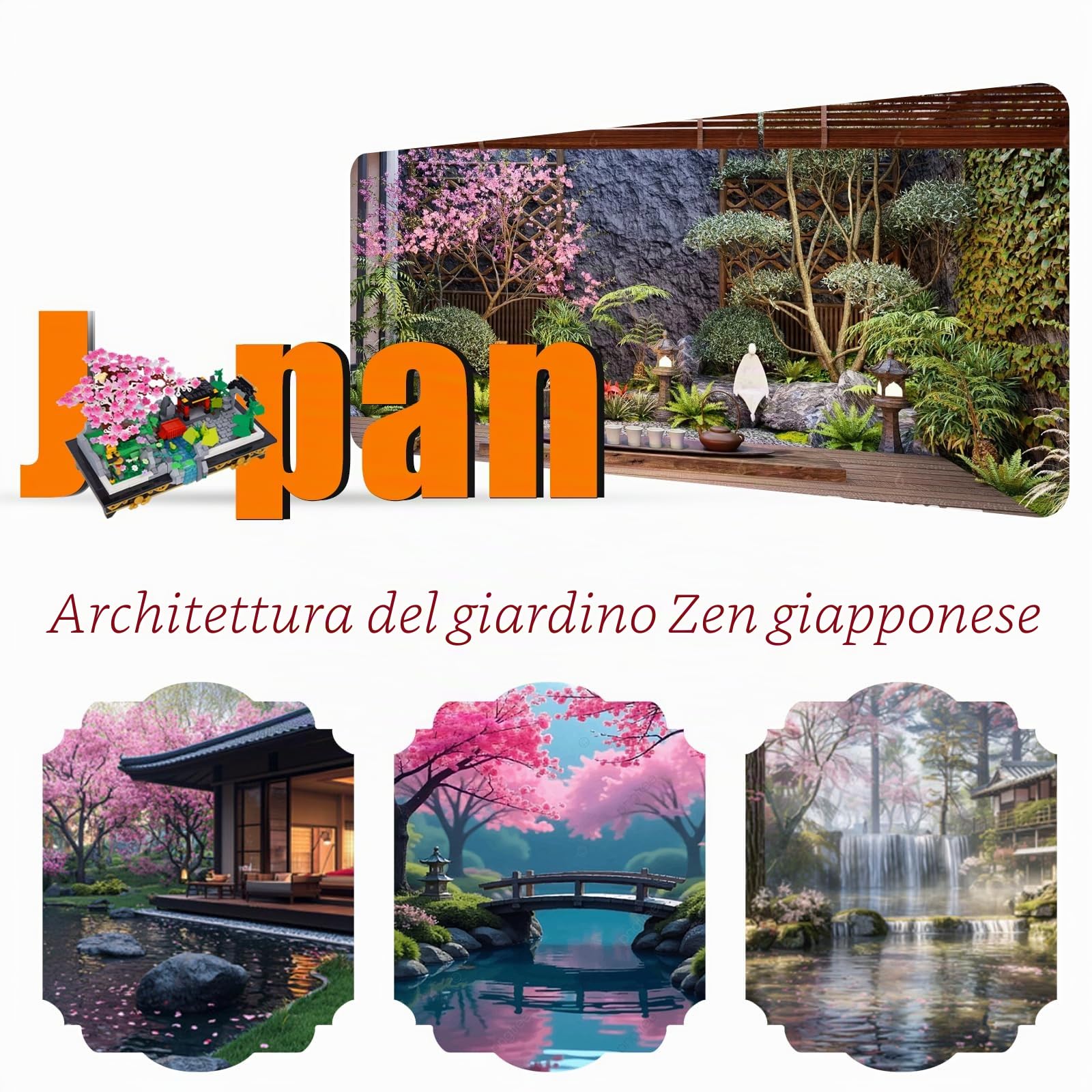 Kit di costruzione per bonsai a fiori di ciliegio - Mini mattoncini da costruzione - Kit di modellazione creativa - Fiori di ciliegio - Collezione botanica per adulti, bambini a partire