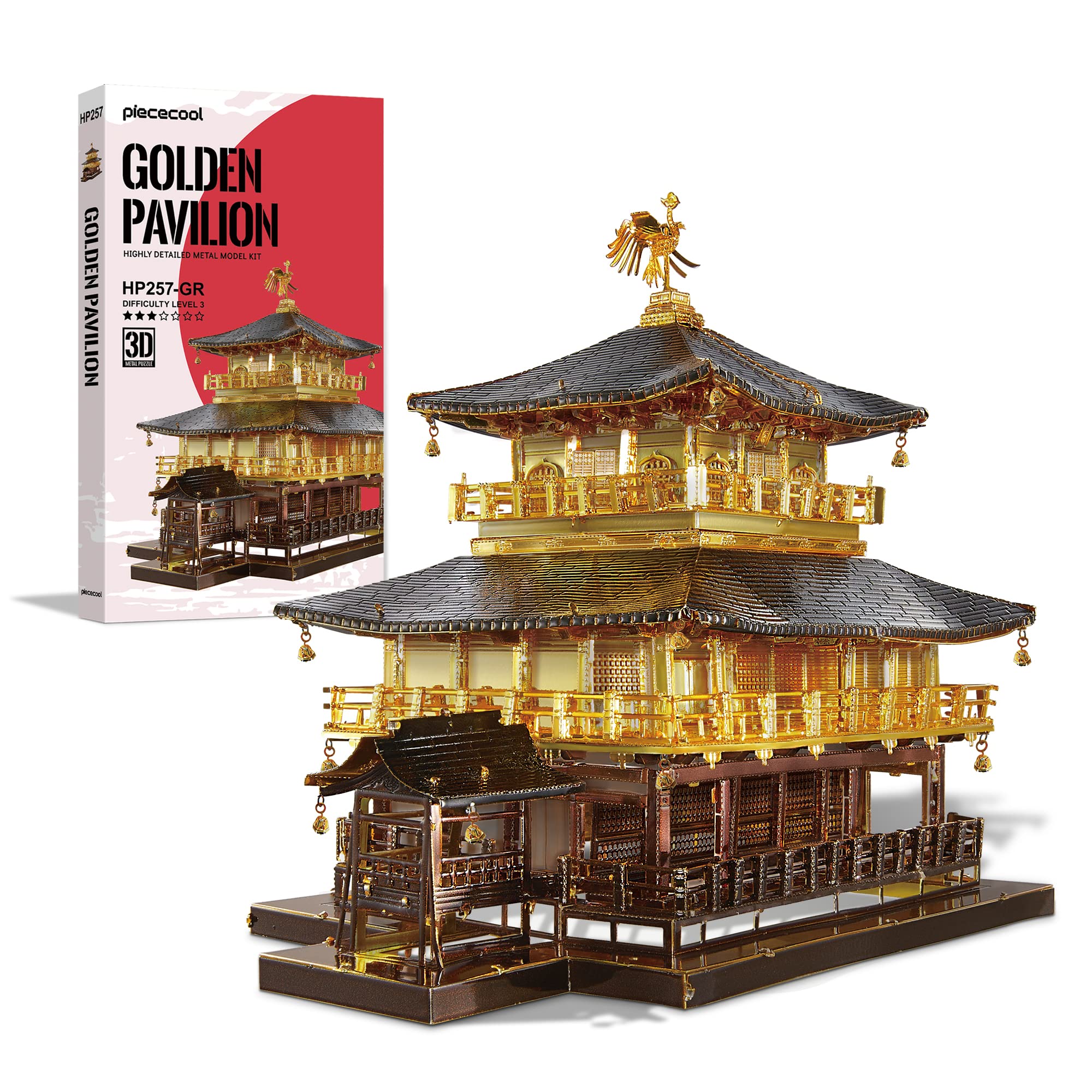 Piececool Puzzle 3D Metallo, Kinkaku-ji Modellismo Luoghi di Architettura Classica, 3D Puzzle de Paris Modellino Giocattoli per Adulti e Adolescenti,Regalo per Uomini e Donne