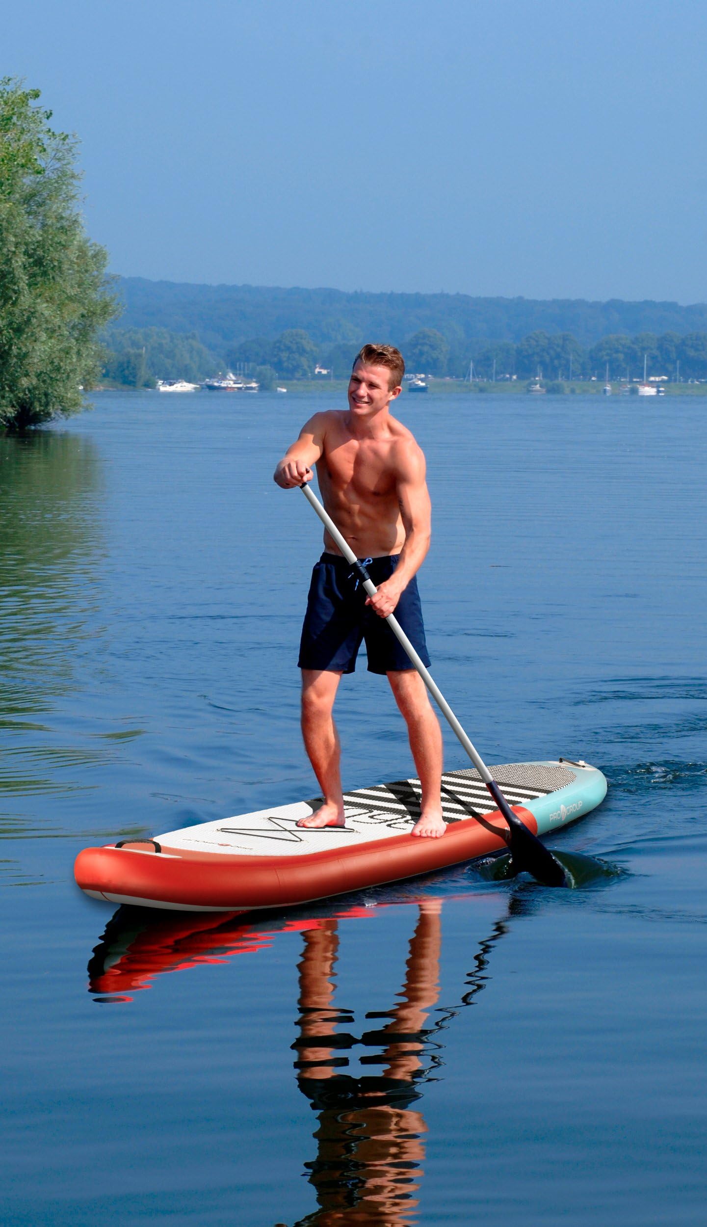 Pro 6 iSUP, 12ft Inflatable Stand-Up Paddle Board Set 6in Thick with Paddle, Pump, Dry Backpack, Repair Kit - P6-360, Teal/Red