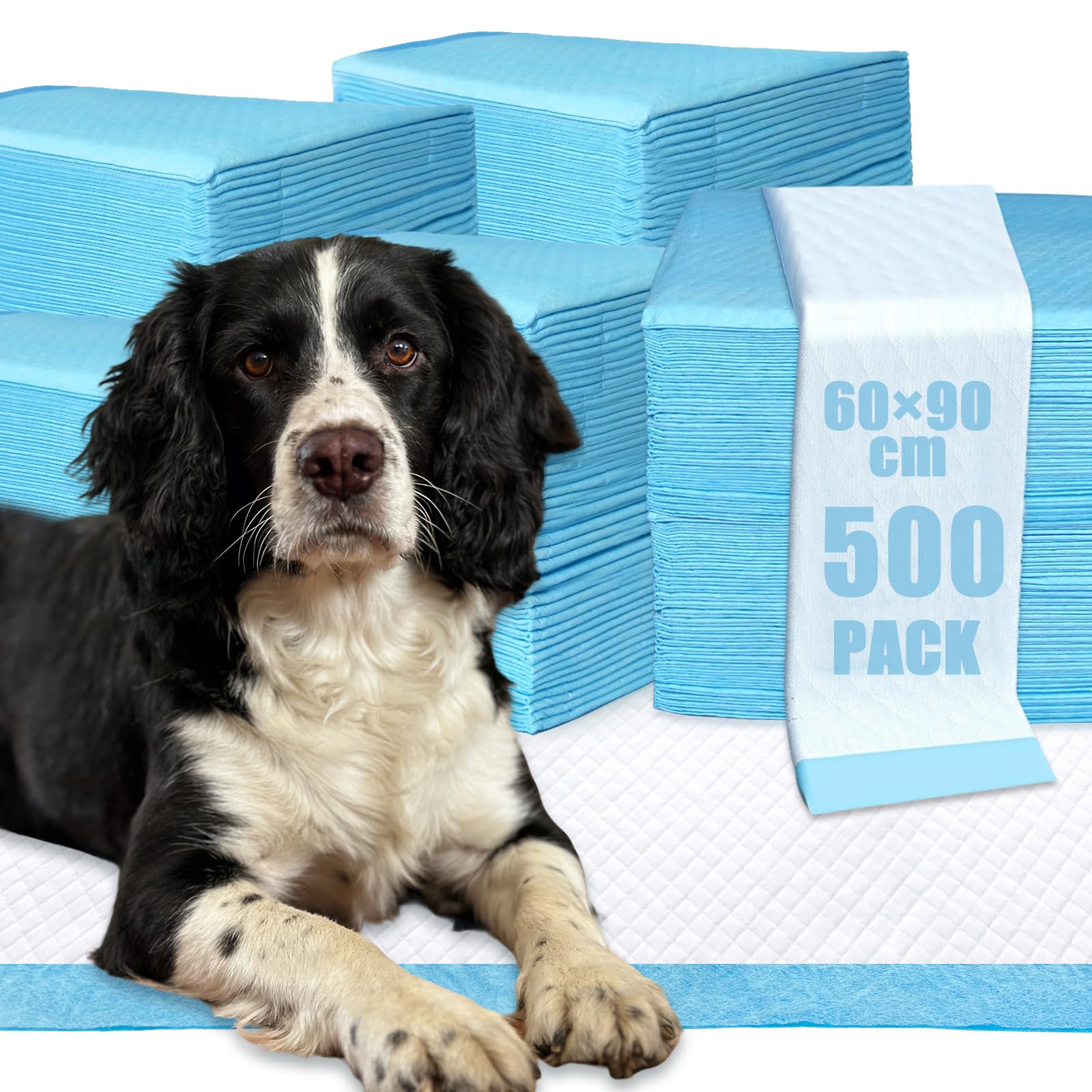 Extra Large Puppy Pads 500 Pack, 90ร60cm Disposable Puppy Training Pads, Leakproof Dog Training Pads, Absorbent Cat Dog Pads for Pee with Quick-Dry Surface โ image 1