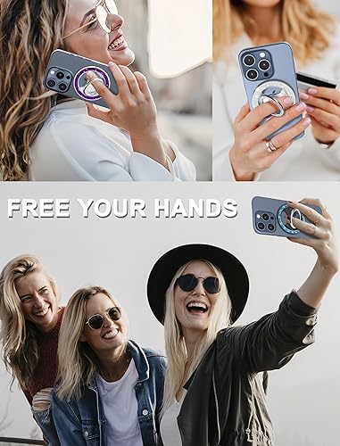 Miniatura 6 de Soporte magnético para anillo de teléfono extraíble para carga inalámbrica y soporte ajustable compatible con iPhone Series 15, 14, 13, 12 Pro Max,