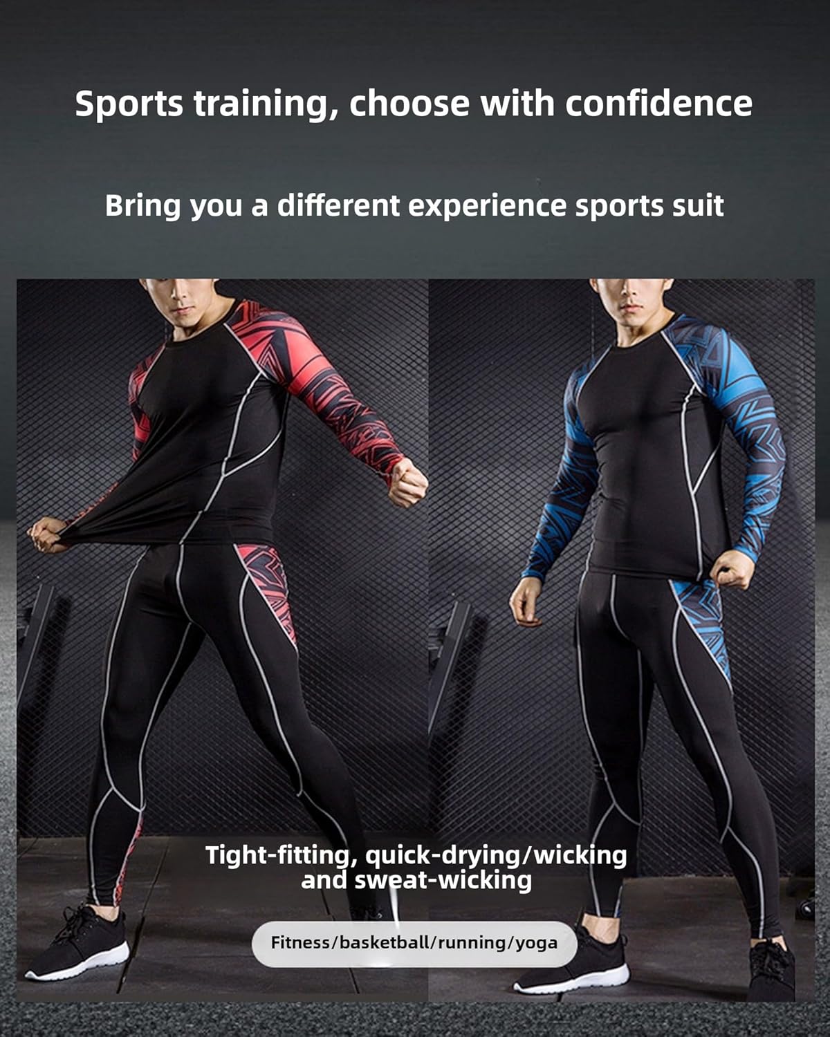 SANANG Dry Compression Shirt Men Cool Running Baseball T-Shirts and Pants Sports Set