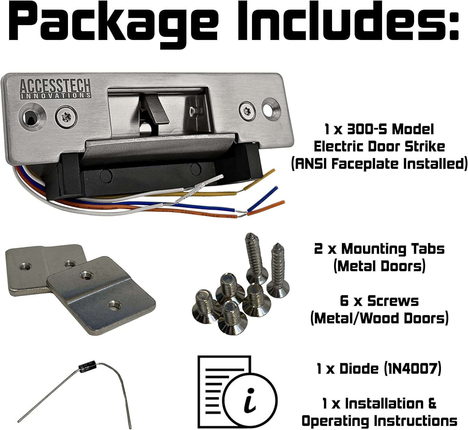 Heavy Duty Electric Strike Door Lock ANSI Standard with Signal Output/Door Position Indicator for Access Control System | Fail-Secure/Fail-Safe Adjustable | NO/NC Output | 12VDC Input Voltage