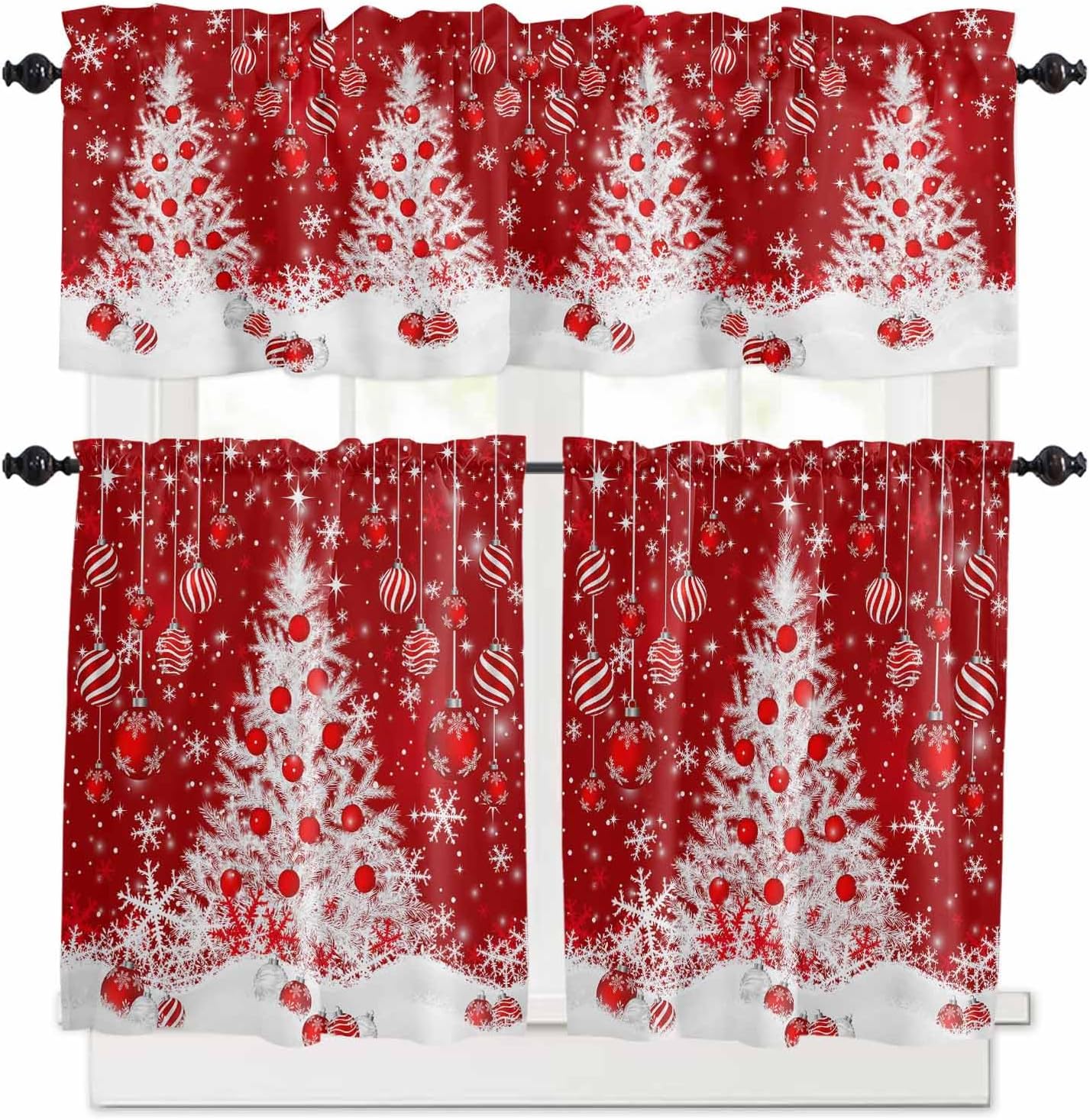 Kitchen Curtain Tiers 2 PCS Sunflower and Bee on Vintage Old Newspaper Rod Pocket Window Treatment Tiers Semi Sheer Light Filtering Panels for Bathroom Living Room Bedroom, 27.5" W x 36" L