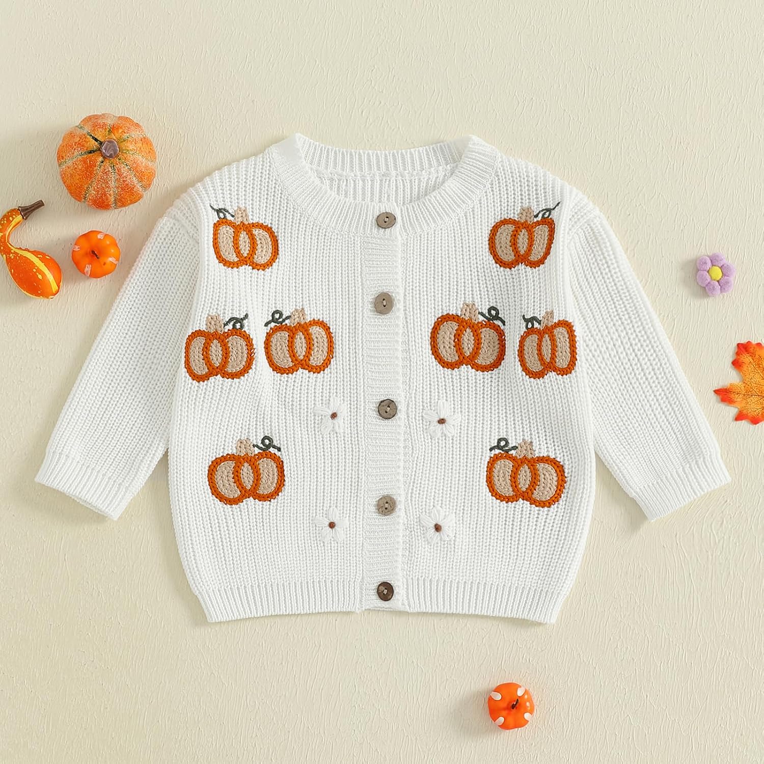 Infant Baby Girl Halloween Cardigan Sweater Cute Long Sleeve Pumpkin Knit Newborn Halloween Outfit