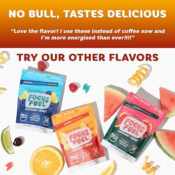 FocusFuel Energy Chews Fruit Punch Flavor (15 Servings) 100mg Caffeine + L-Theanine + B12, Magnesium Boost Focus & Energy No Crash or Jitters | L-Theanine, B12, Magnesium, Boost Focus & Energy, No Crash or Jitters