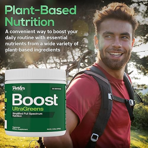 Miniatura 3 de Parker Naturals Boost UltraGreens 50 porciones Superfood Greens Polvo con espirulina, hierbas orgánicas y antioxidantes Nutrición de espectro