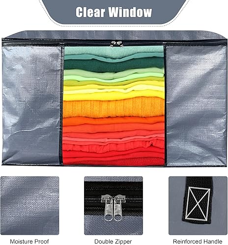 Miniatura 3 de SWEET DOLPHIN Bolsas de almacenamiento grandes de 90 L, almacenamiento de ropa con asa duradera para ropa, mantas, edredones, sábanas, almohadas y