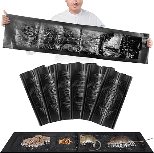 Paquete de 6 trampas adhesivas para ratones, antidesgarros, trampa para ratas, 47 x 11 pulgadas, trampa ultra grande para ratones para el hogar,