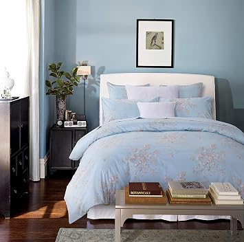 USTIDE 3-Piece King Duvet Set Egyptian Cotton Bedding Set Rustic Floral Duvet Cover Set Home Textile for All Seasons