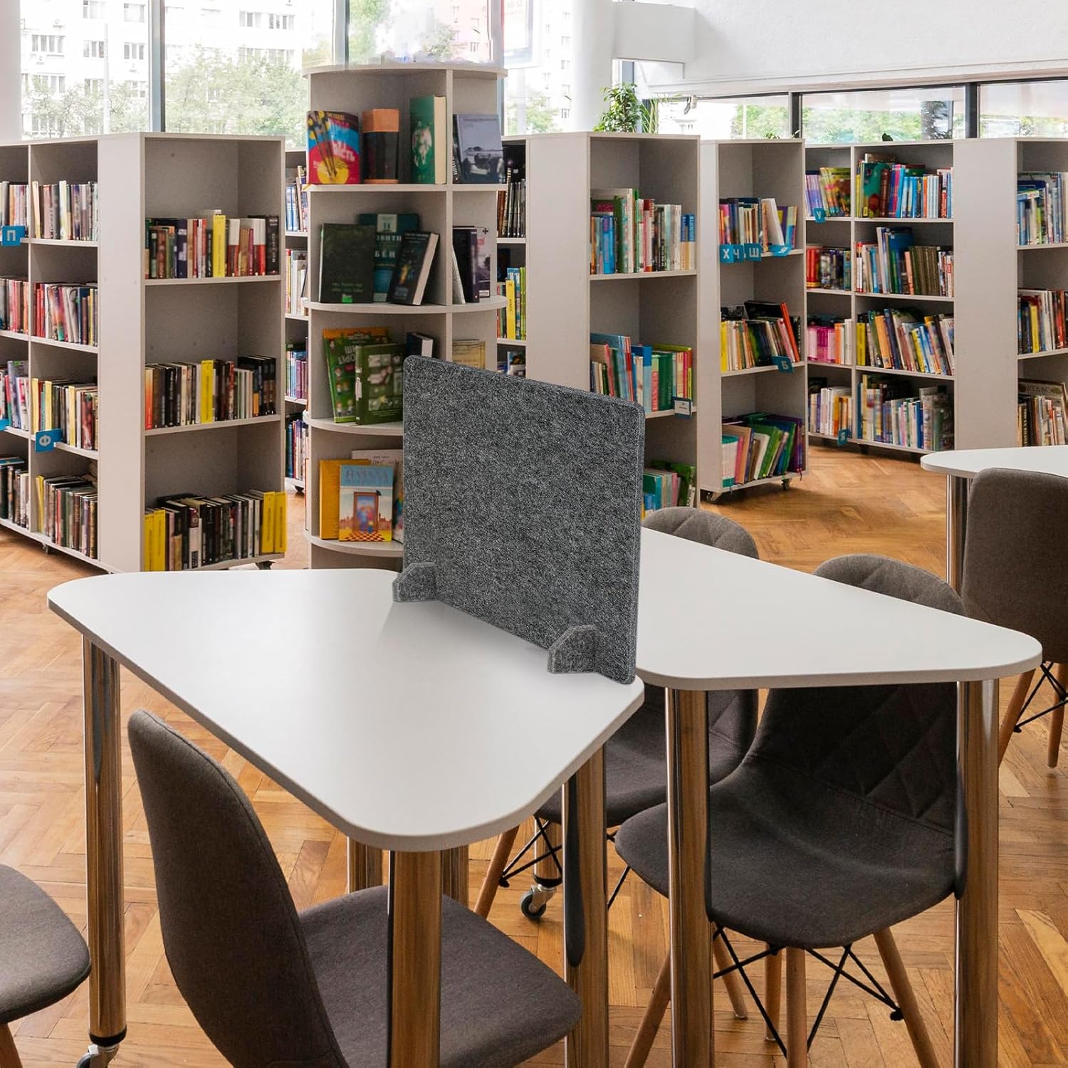 DOLLAR BOSS 4PCS Acoustic Desk Dividers 24" x 20", Soundproof Freestanding Privacy Panels for Table, Noise Reducing Desktop Partition for Office, Home, Classroom, Study Area with 20 Pushpins, Grey