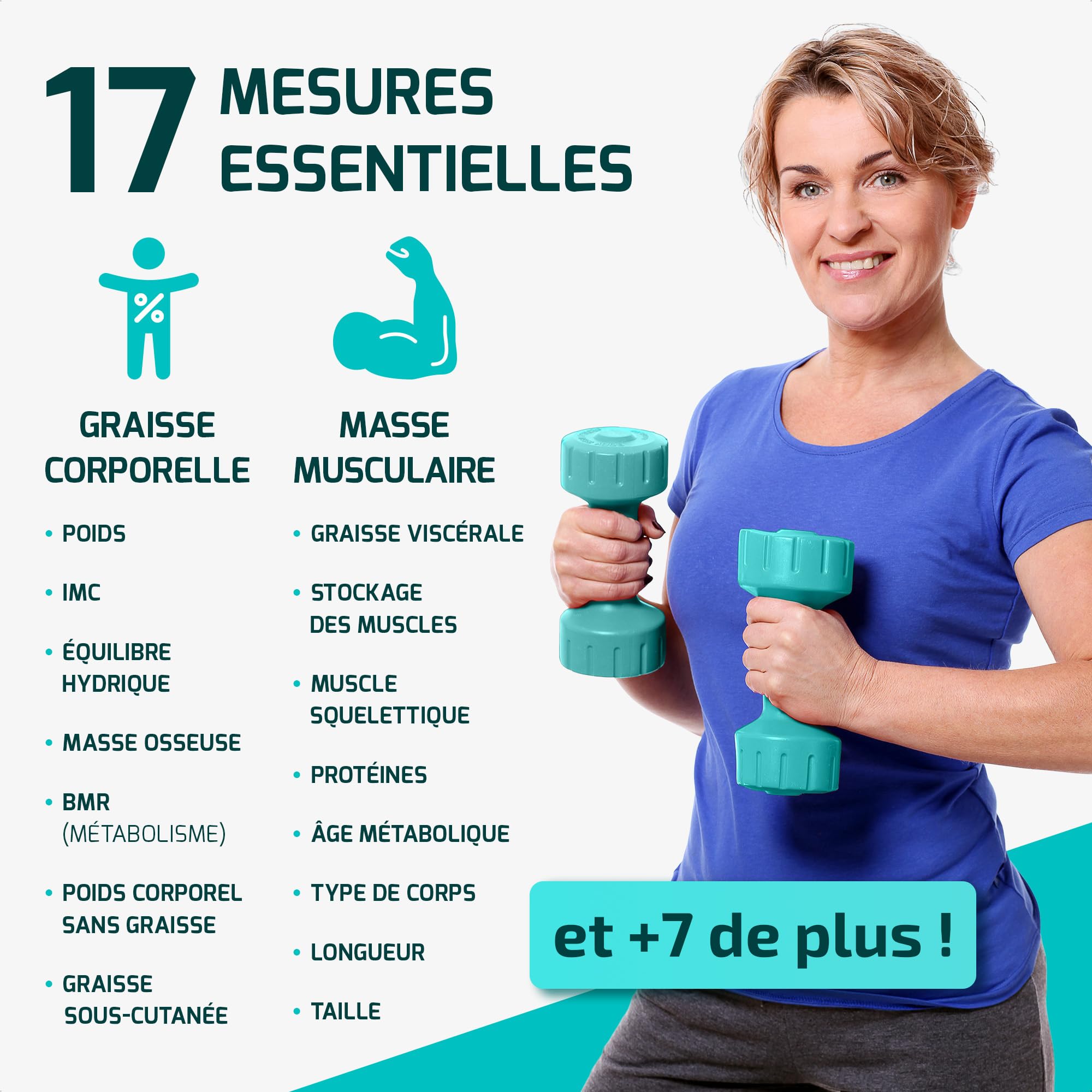 Balance Pese Personne Numérique, Balance Connectée, Pèse Personne fiable et précis, Graisse, Masse musculaire, IMC, poids, protéines, BMR et plus Balance Impédancemètre avec grand écran LED - Noir