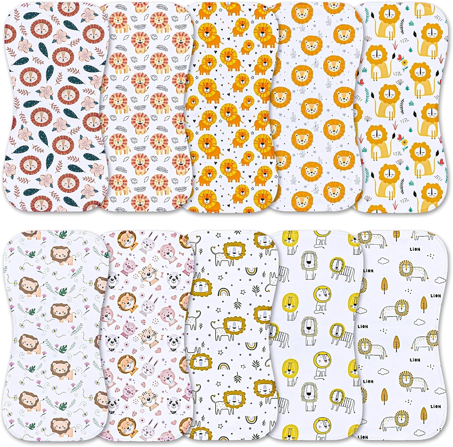 10-Pack Burp Cloths for Baby Boys and Girls - Organic Baby Burp Cloth,Baby Washcloths, Burp Rags, Large Neutral Burp Clothes for Newborn
