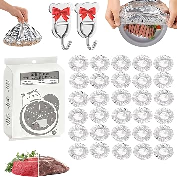 Reusable Aluminum Foil Food Covers, Stretchy Foil Food Covers, Thickened Reusable Foil Heat Retaining Covers, Insulation Cover with Elastic Edge for Any Plate or Bowl Picnic, Takeout, Leftovers 30