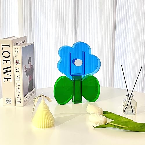 Miniatura 6 de BLOFLO - Jarrón acrílico transparente azul, floreros acrílicos en forma de nube azul Klein, elegante y moderno soporte para ramo pequeño, decoración
