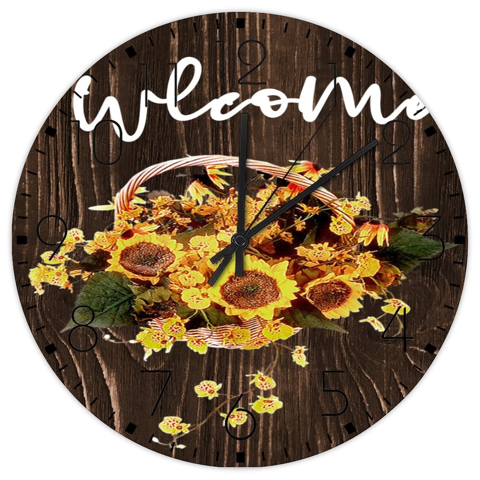 Horloge murale en bois fonctionne à piles décoration intérieur 30cm