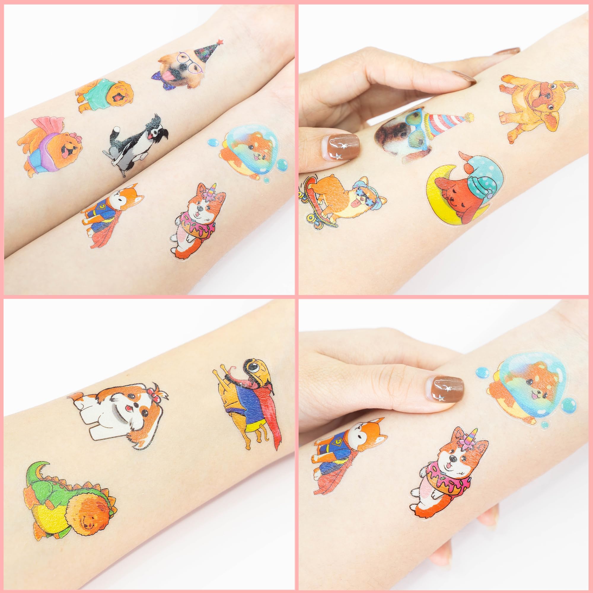 91TATTOOS 96 Tatuajes Temporales Precortados De Perro Y Cachorro Para Niños Recuerdos Suministros Y Decoraciones Para Fiestas De Cumpleaños Temáticas Pegatinas De Tatuajes Falsos De Animales