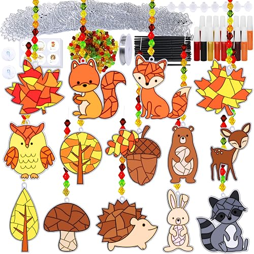 Winlyn 28 Sets Woodland Creatures Suncatchers Ornaments Decorations DIY Window