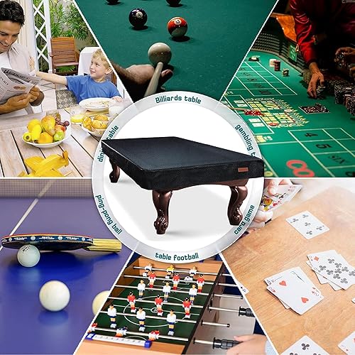Miniatura 29 de K-Musculo Funda para mesa de billar, de cuero sintético resistente, impermeable y a prueba de desgarros, 6.5/7/7.5/8/8/8.5/9 pies