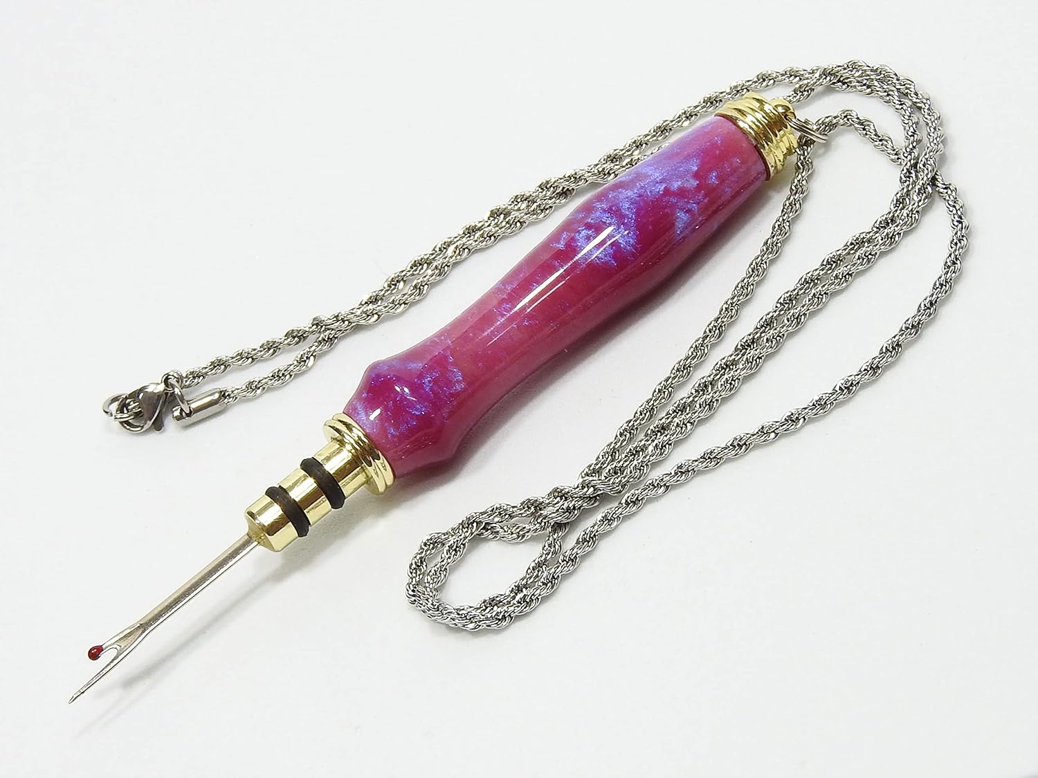 Seam Ripper Necklace with Stiletto (Awl), Reversible and