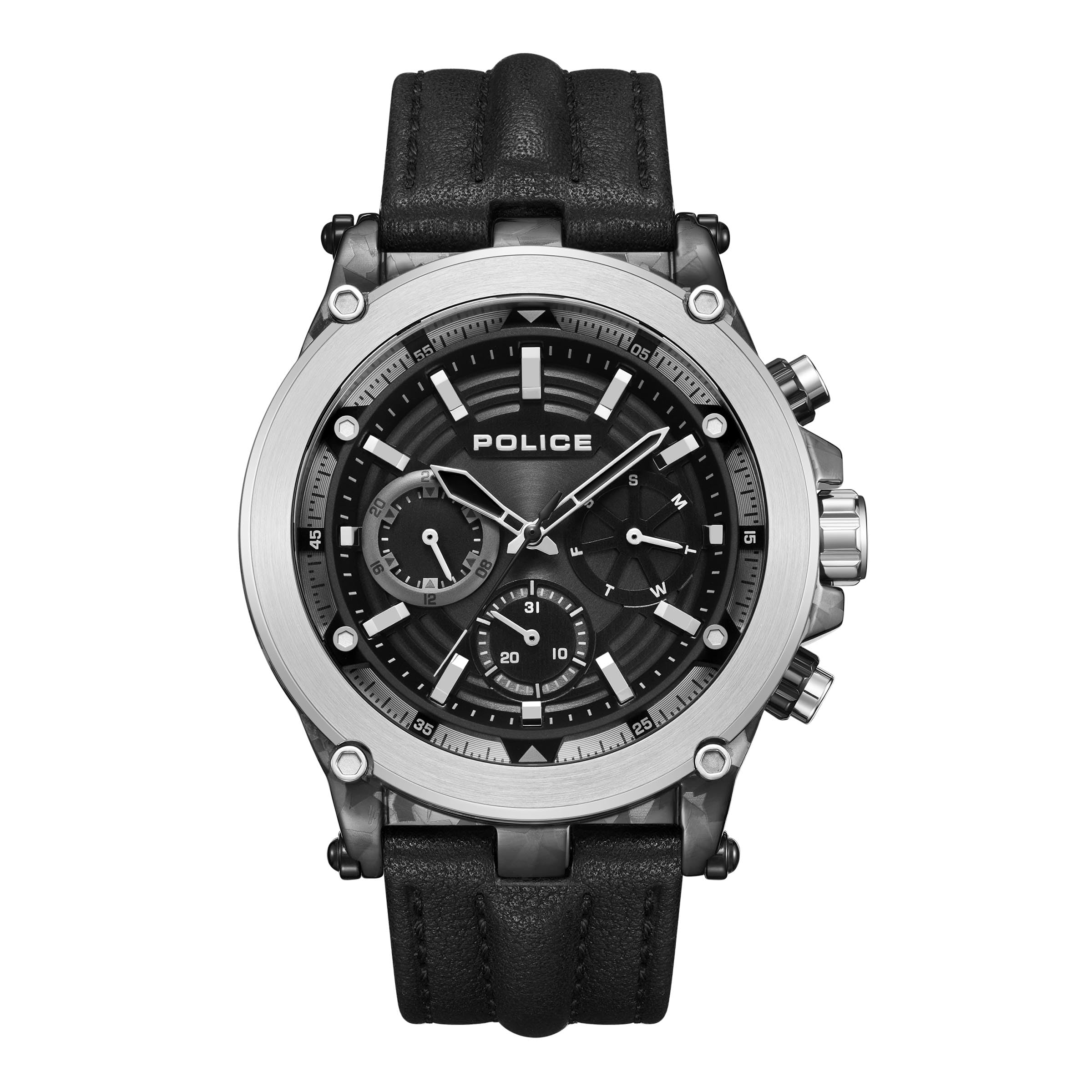 Quartz Multifunction Black DIAL Leather Strap Watch for Men-PLPEWJF2226640W-image-25
