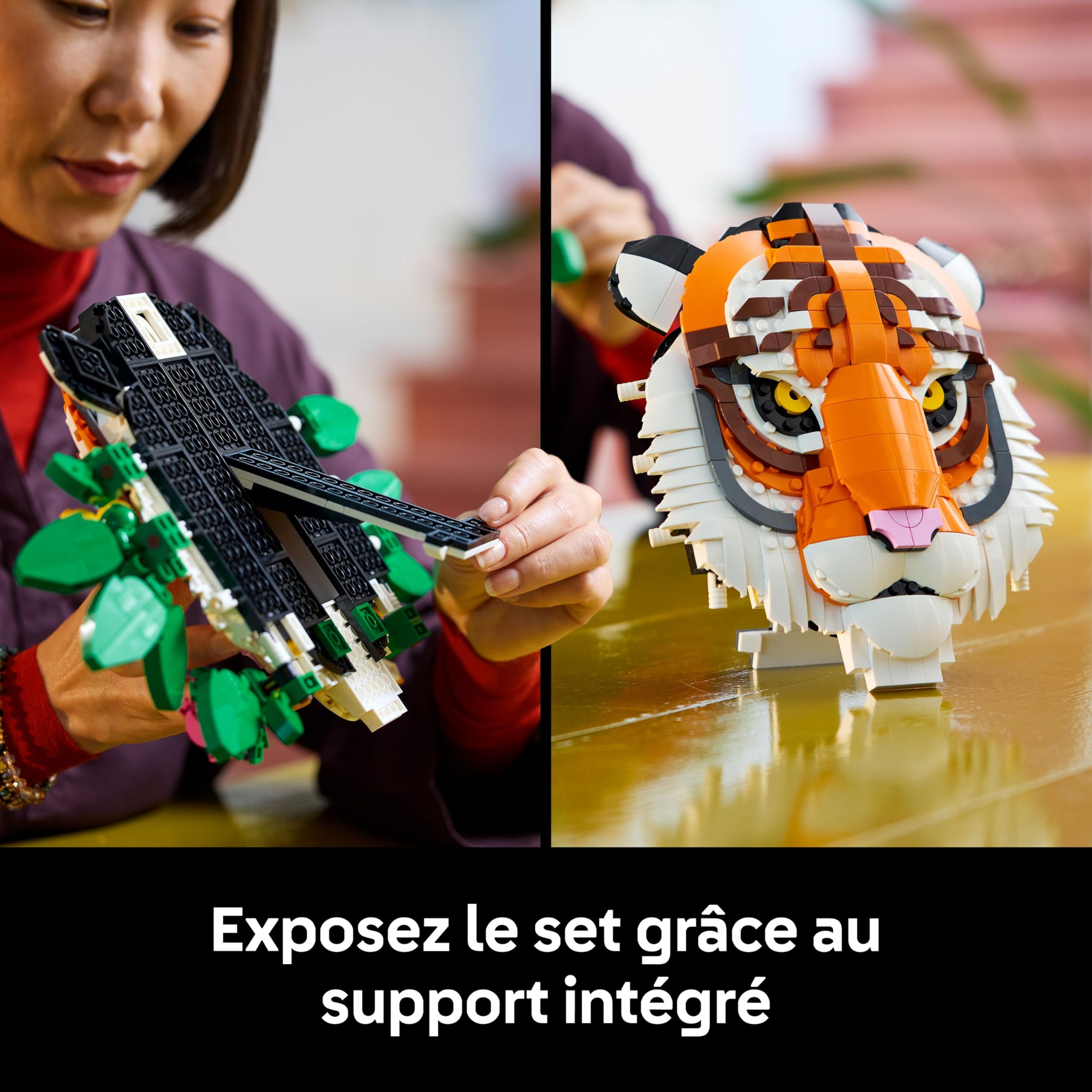 LEGO Art La Collection Faune – Le Tigre - Set De Construction Pour Adulte - Décoration Murale 3D Avec Animal & Fleurs De La Gamme Botanicals - Projet Déco DIY Pour Maison Ou Bureau - Idée Cadeau 31217