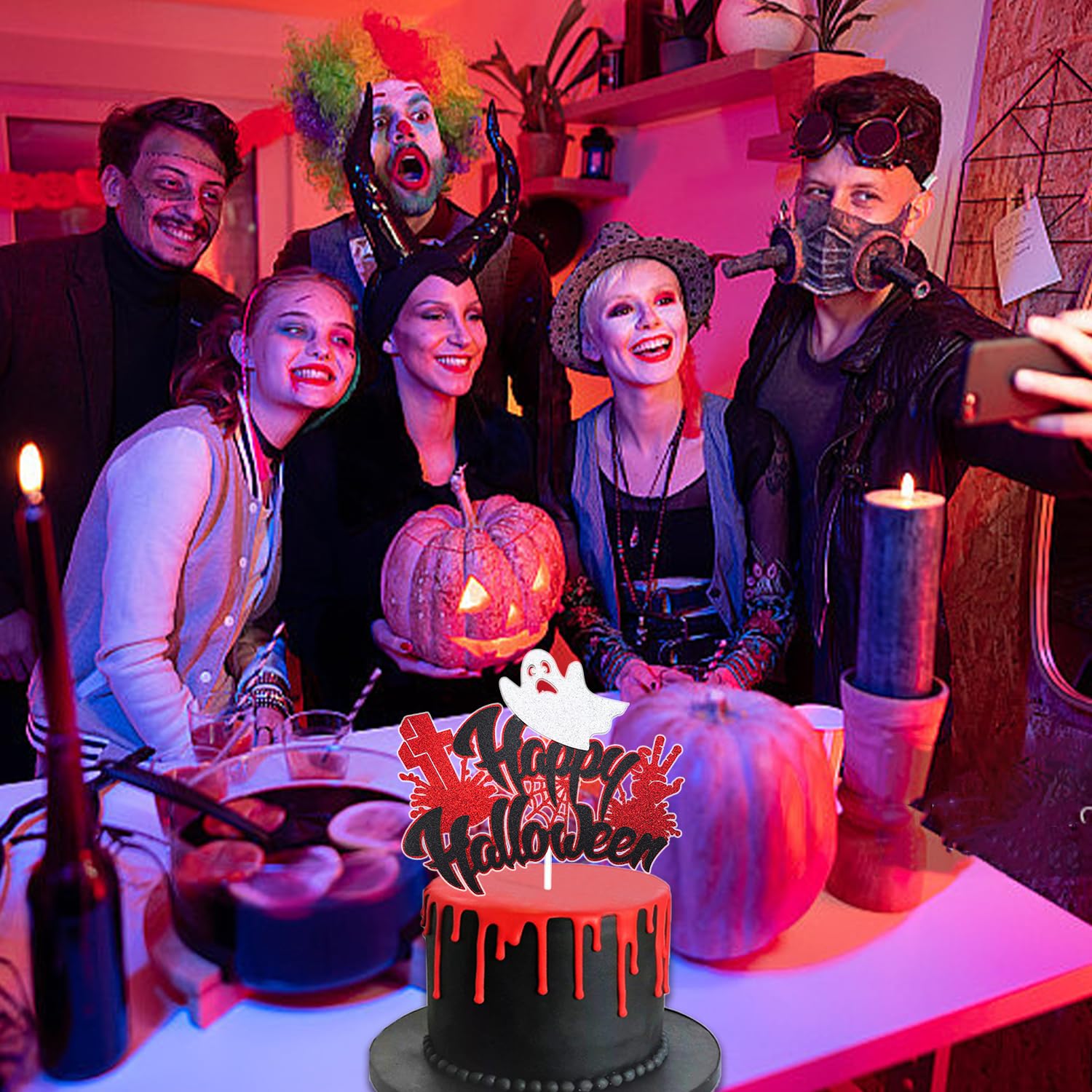 Kit 8 Toppers Para Bolo De Halloween - Abóbora, Morcego E Teia De Aranha