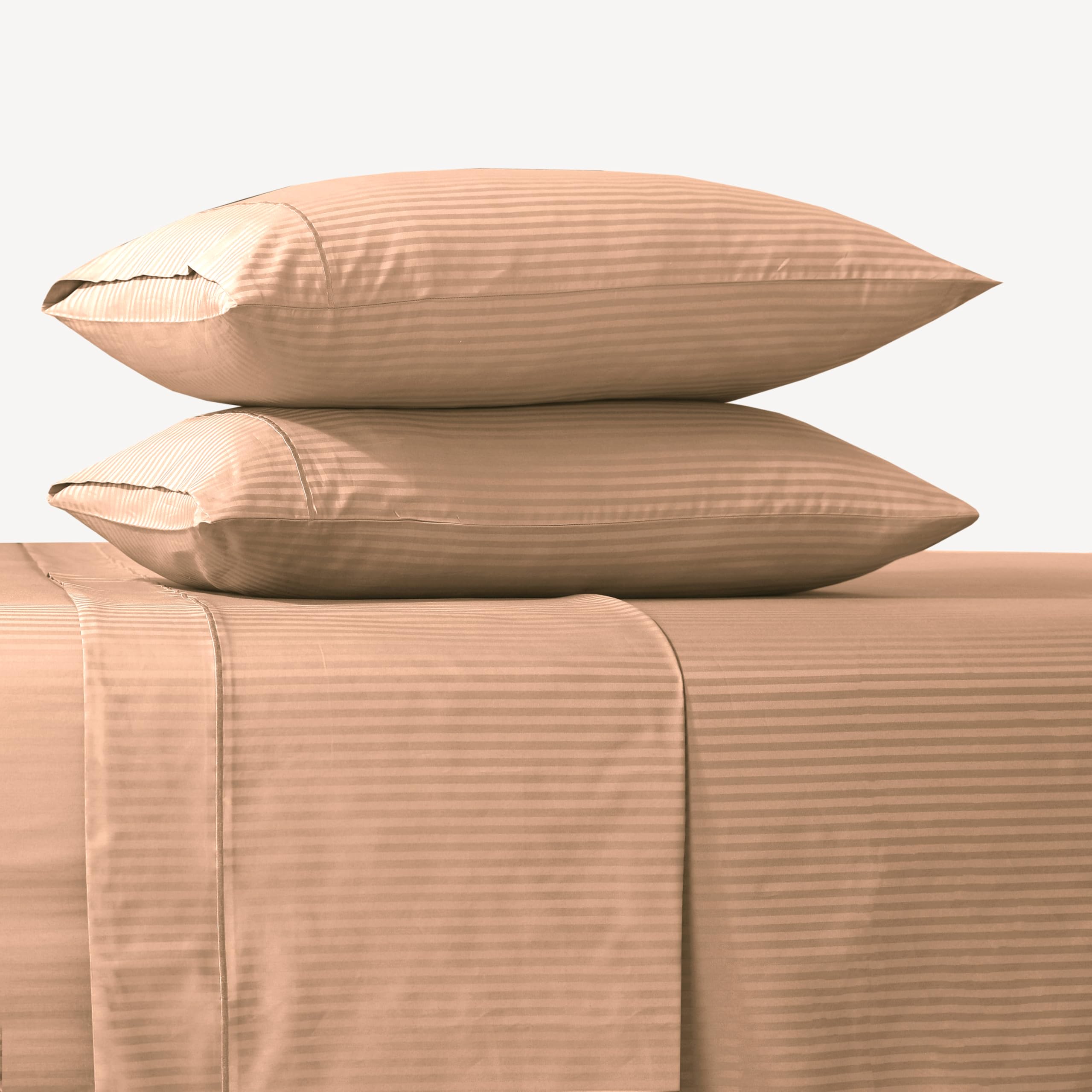 Feather & Stitch 500 TC King Size Damask Bed Sheet Set, 100% Cotton Soft Breathable Bedsheets, 4 Piece 18