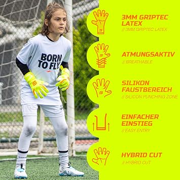 GRIPMODE goalkeeper gloves children Venom Junior 2.0 - goalkeeper gloves with large catching surface - football goalkeeper gloves with 3 mm Griptec latex for additional grip - size 4-6