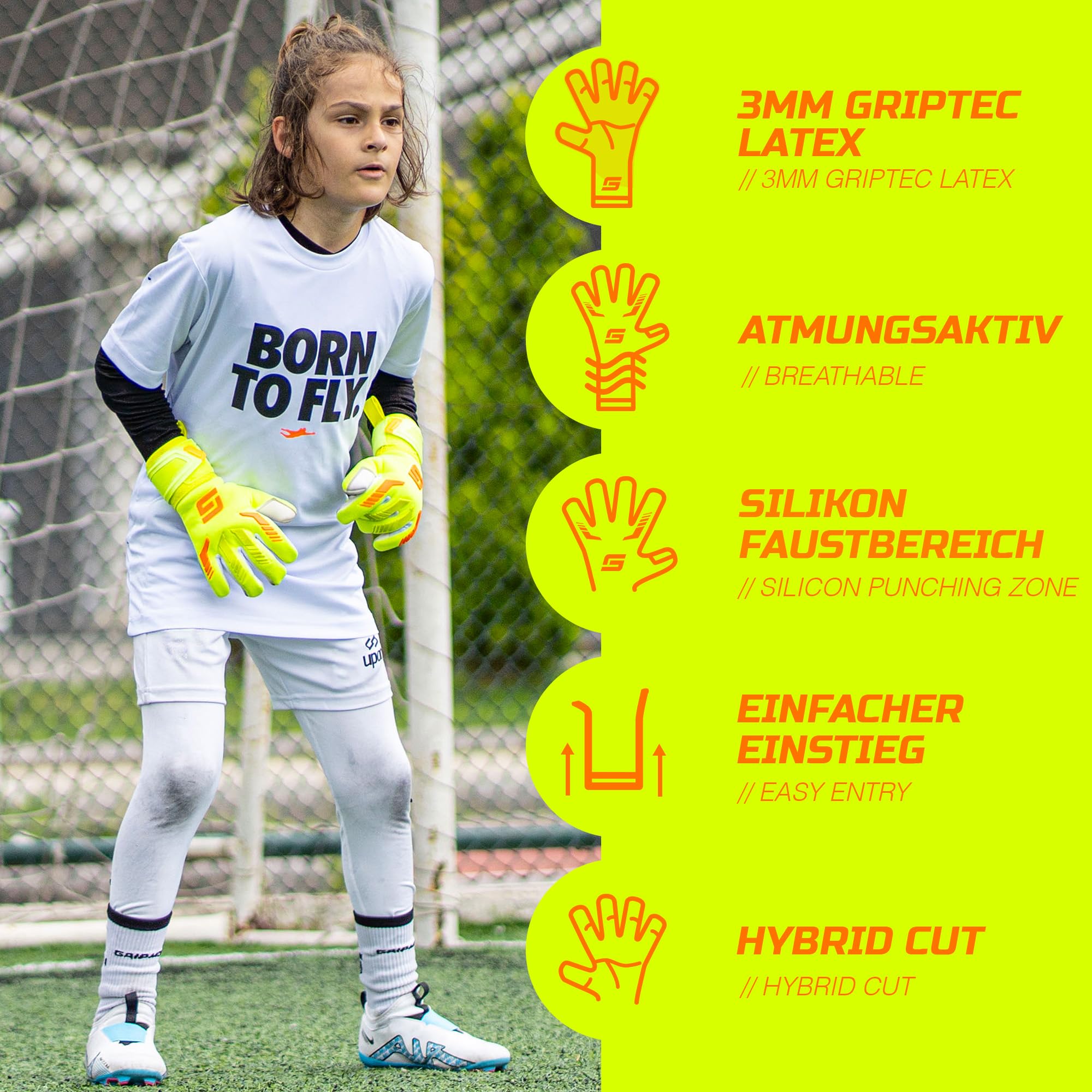 GRIPMODE Torwarthandschuhe Kinder Venom Junior 2.0 - Torhüter Handschuhe mit großer Fangfläche - Fußball Torwarthandschuhe mit 3 mm Griptec Latex für zusätzlichen Grip - Größe 4-6