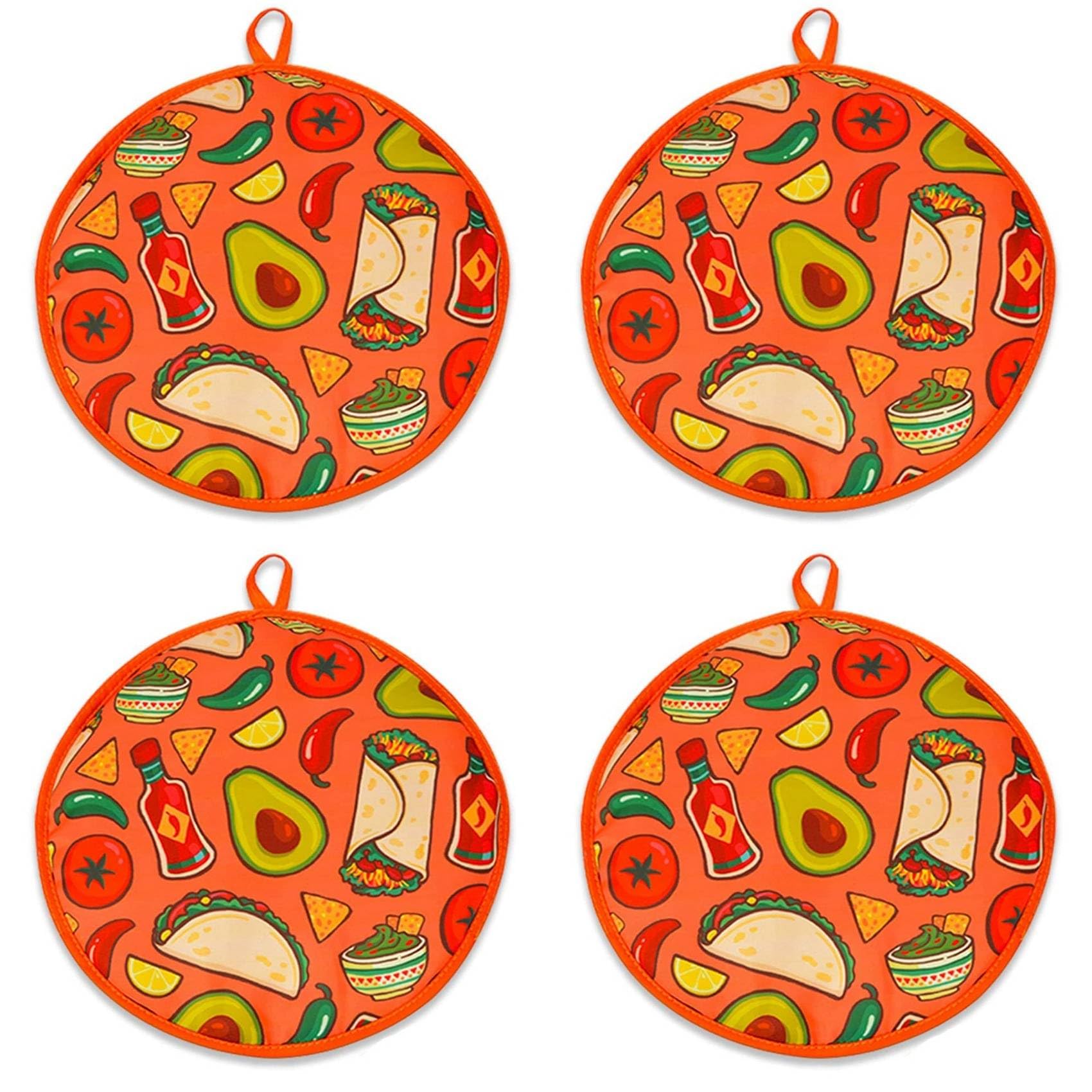 Aundhegrtt 4pcs 12inch Cloth Bag for Burrito,Portable Tortilla Warmer Pouch Home for Microwave Restaurant Food Pancake,B